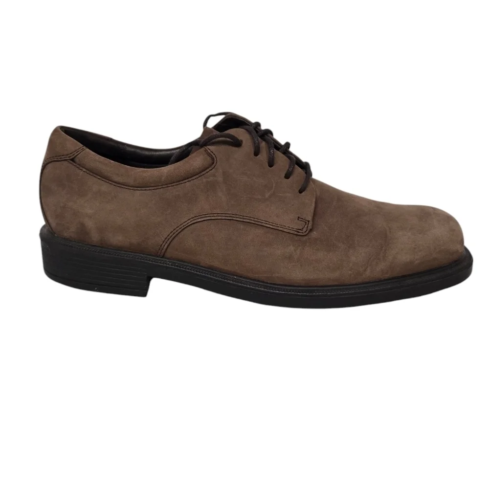 Rockport Tan Brown Leather Square Toe Chunky Dress Shoes 12 Narrow